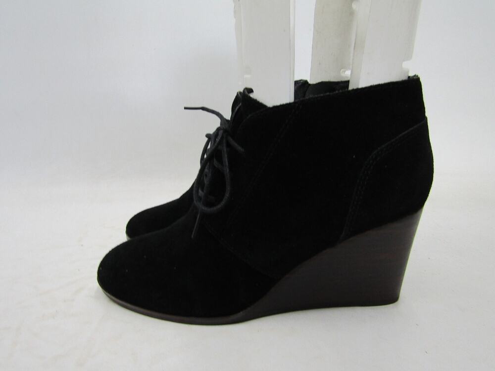 Lucky Brand Womens Size 8 M Black Suede Wedge Ankle Fashion Boots Bootie